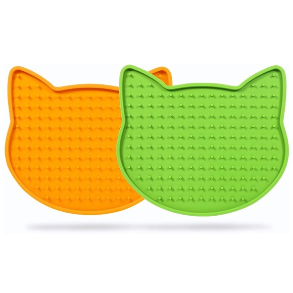 Cat Nwt Set Of 2 Silicone Pet Food Mats For Kitty Food Green And
